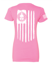 Load image into Gallery viewer, Fight Nation ( Pink Colored T-shirt- White Text KUTF T-Shirt)