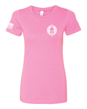 Load image into Gallery viewer, Fight Nation ( Pink Colored T-shirt- White Text KUTF T-Shirt)